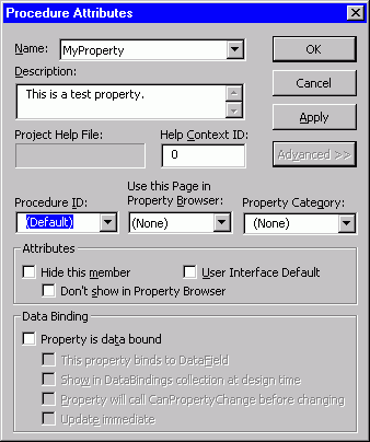 Screen Shot - Procedure Attributes