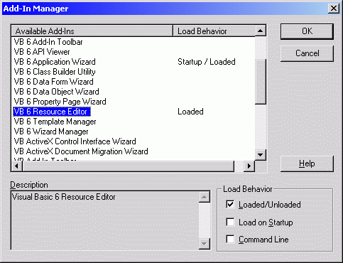 Screen Shot - VB 6 Add-In Manager